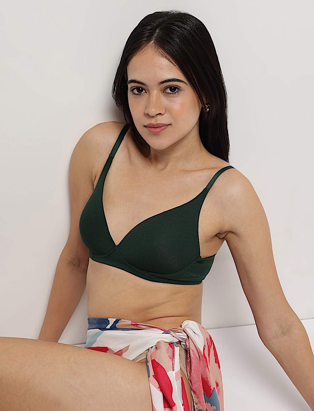 Cotton Rich Plain Sweetheart Neck Bra