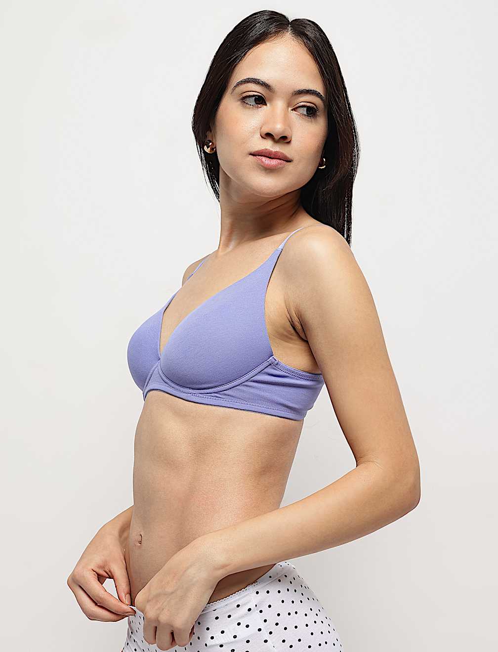 Cotton Mix Padded Demi Cup Bra