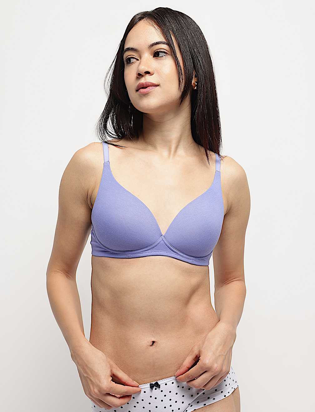 Cotton Mix Padded Demi Cup Bra