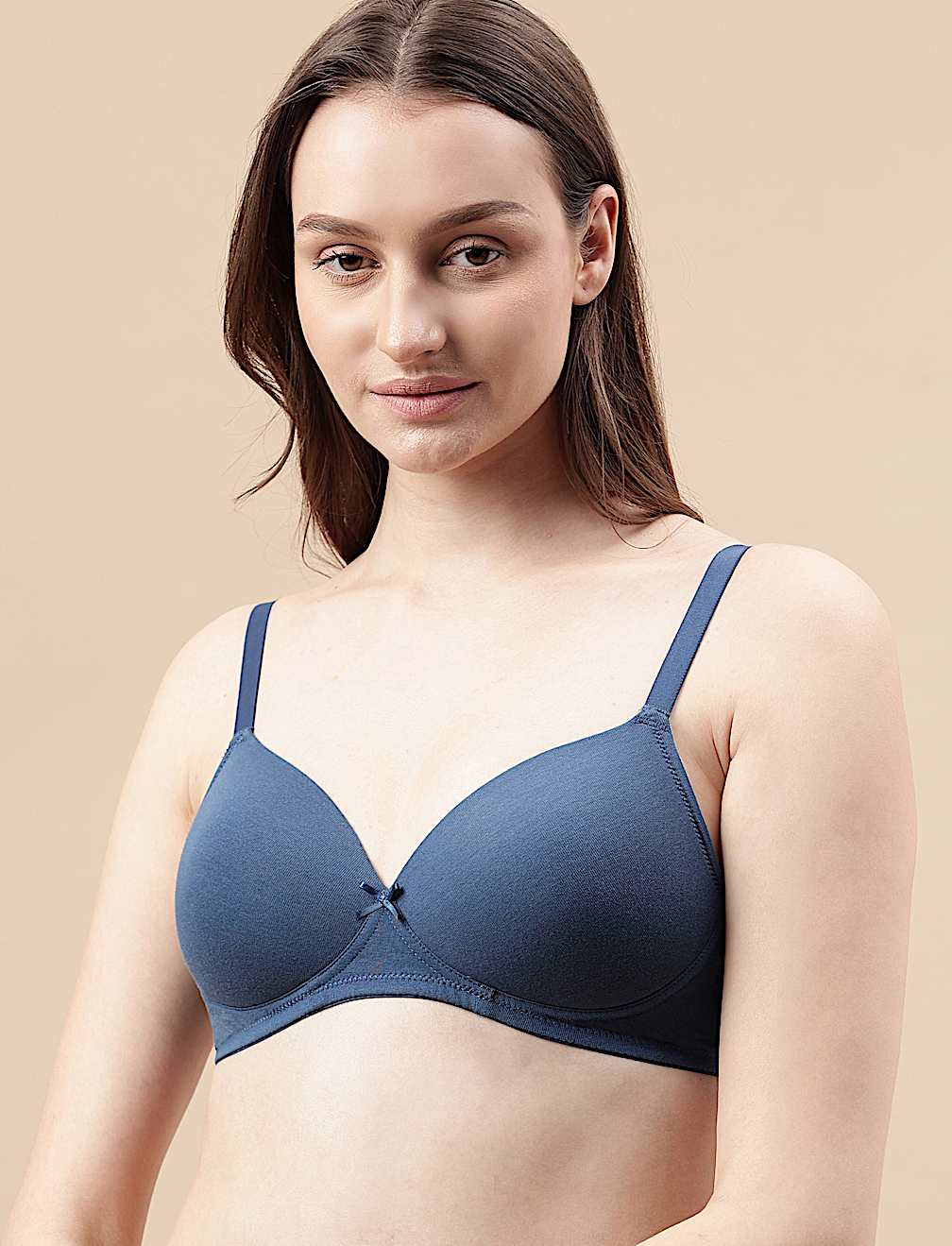 Cotton Mix Padded Demi Cup Bra