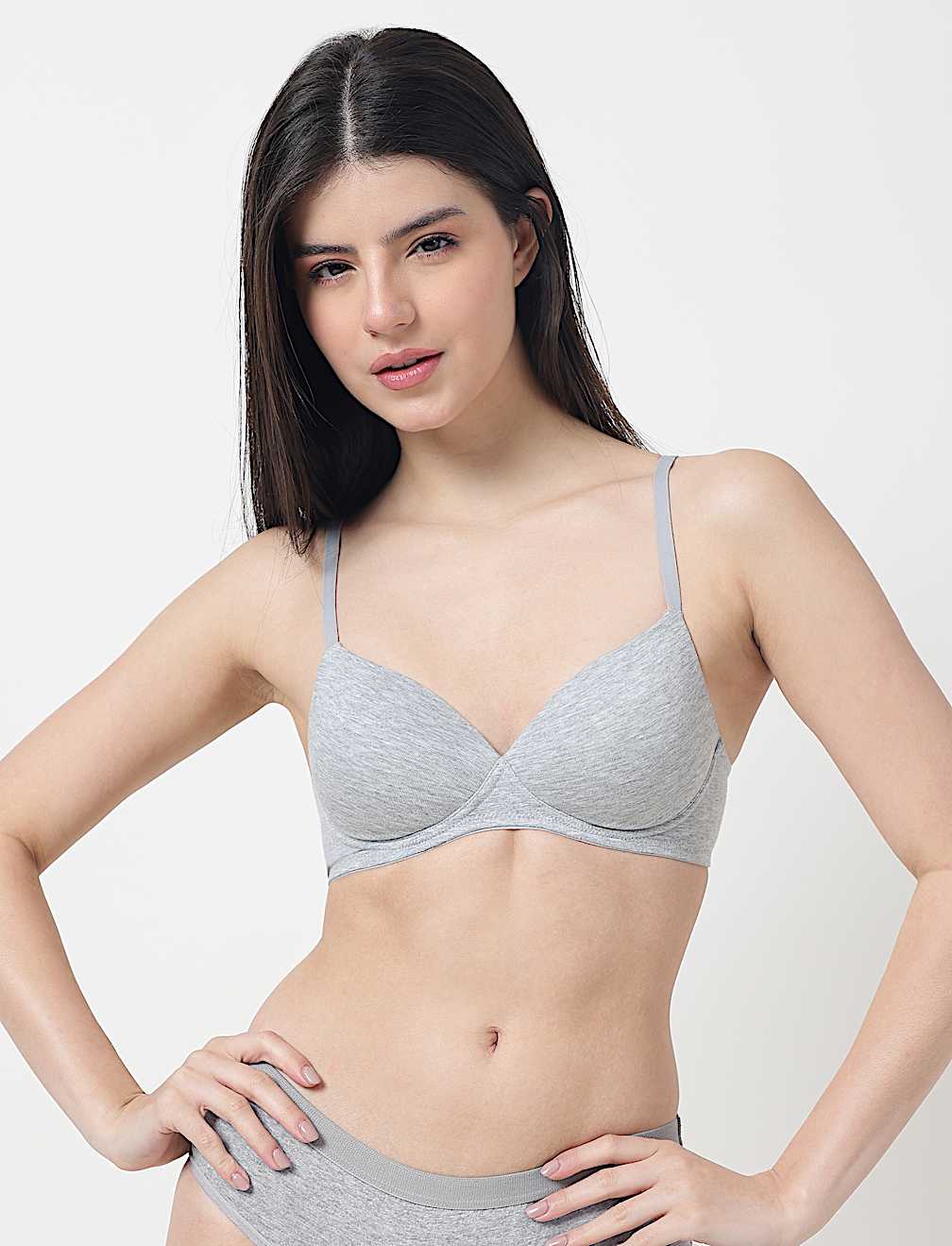 Cotton Mix Padded Demi Cup Bra