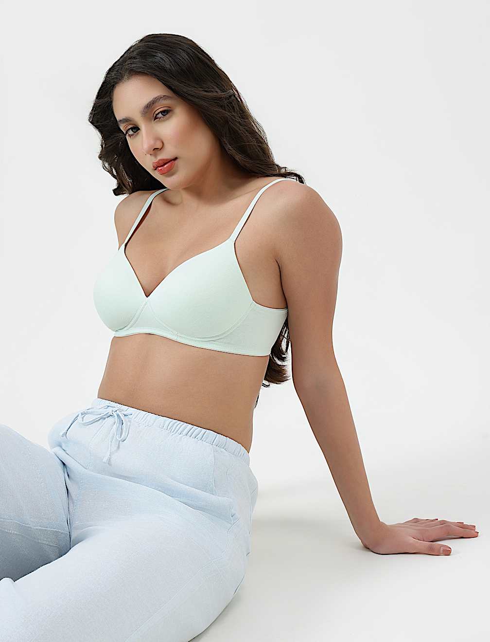 Cotton Rich Plain Sweetheart Neck Bra
