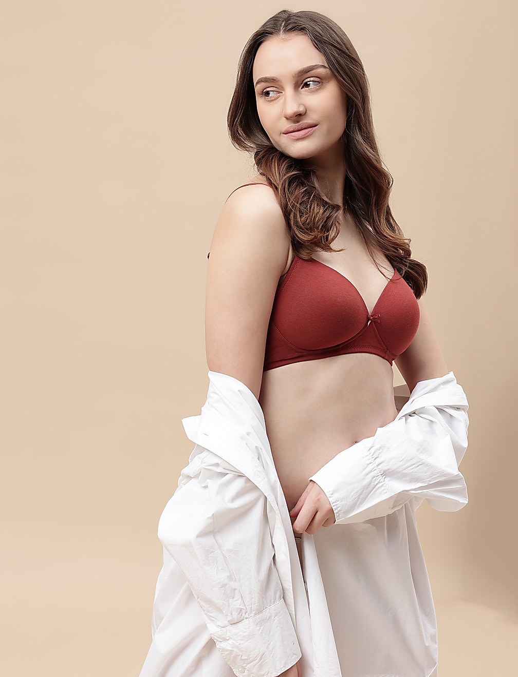 Cotton Mix Padded Demi Cup Bra