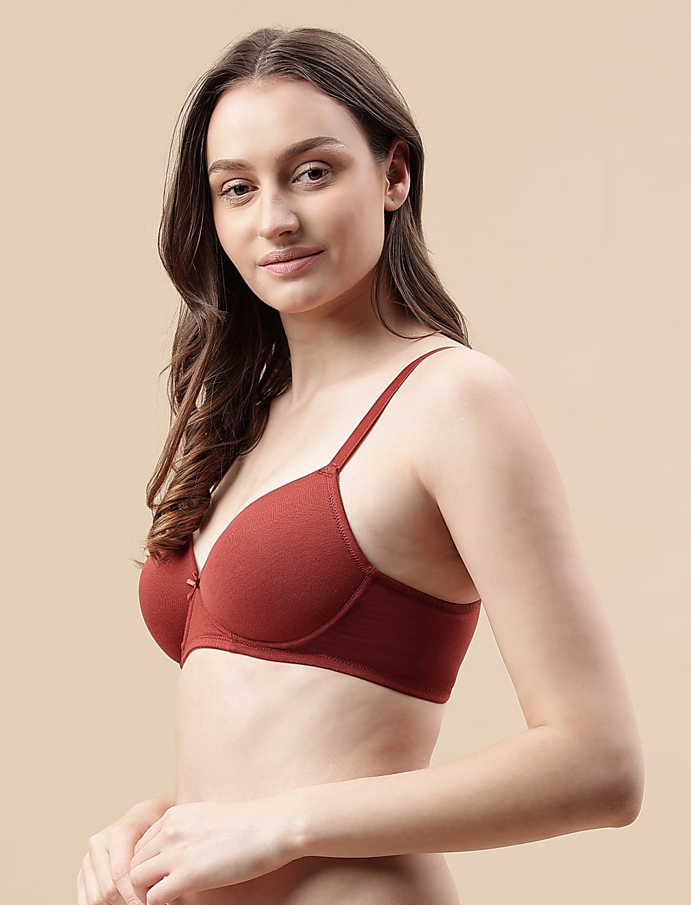 Cotton Mix Padded Demi Cup Bra