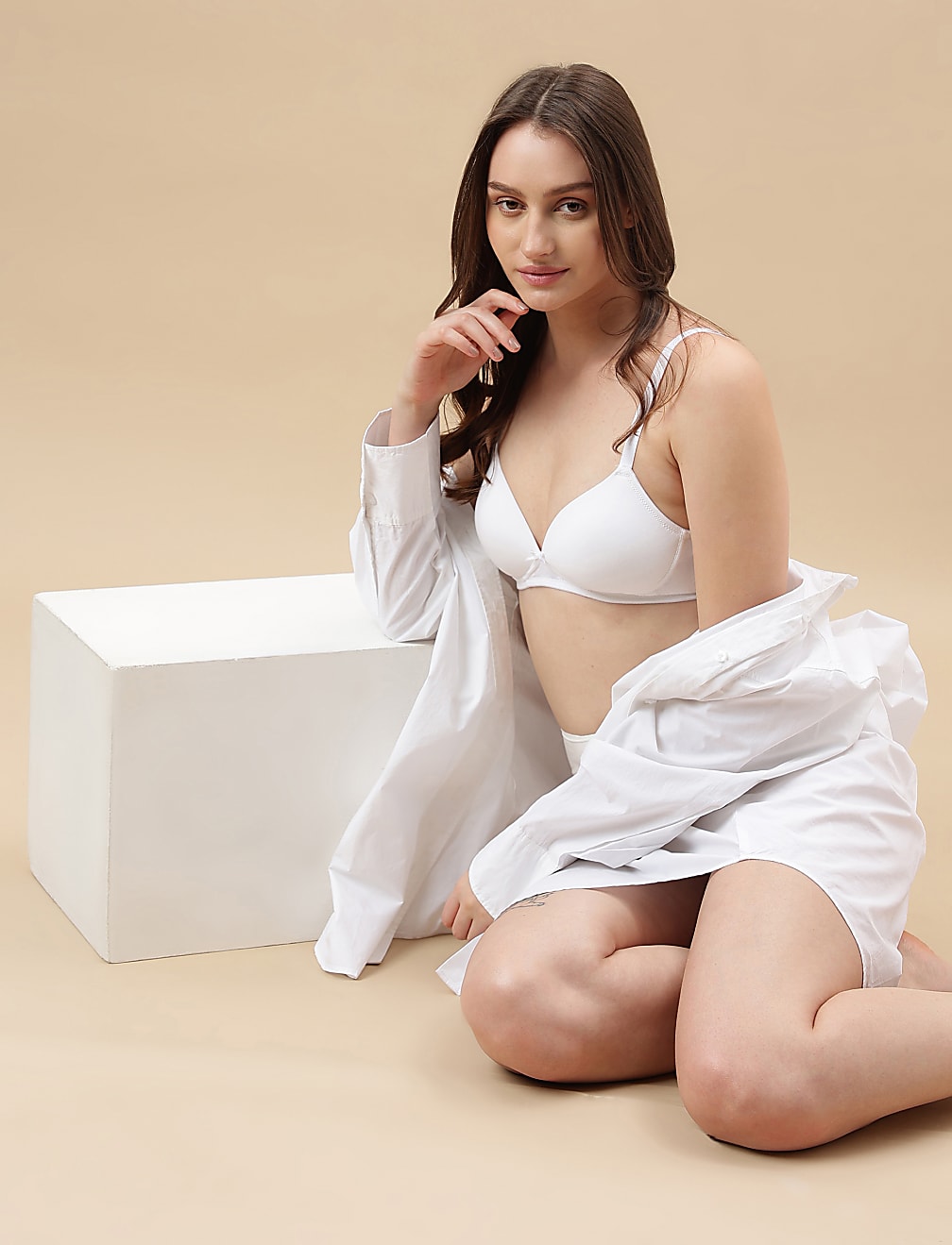 Cotton Mix Padded Demi Cup Bra