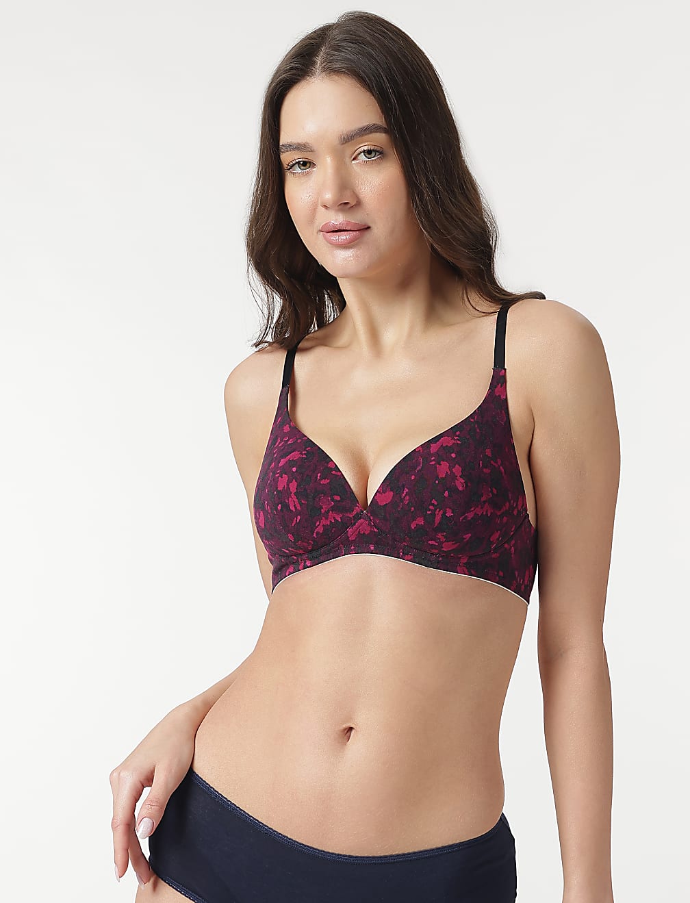 Printed Non-Wired Plunge Bra