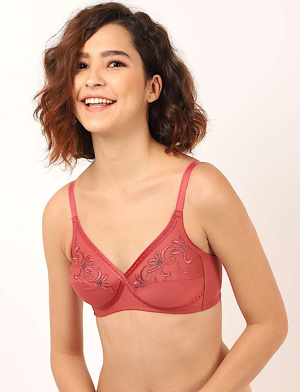 Cotton Mix Embroidered Bra