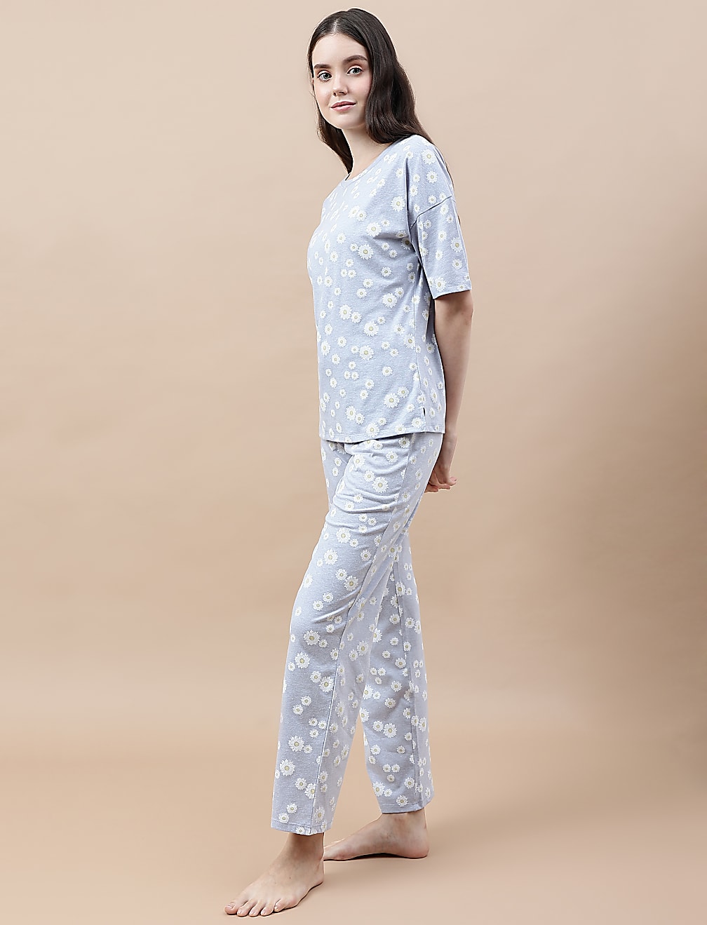 Cotton Mix Crew Neck T-Shirt & Pyjama Set