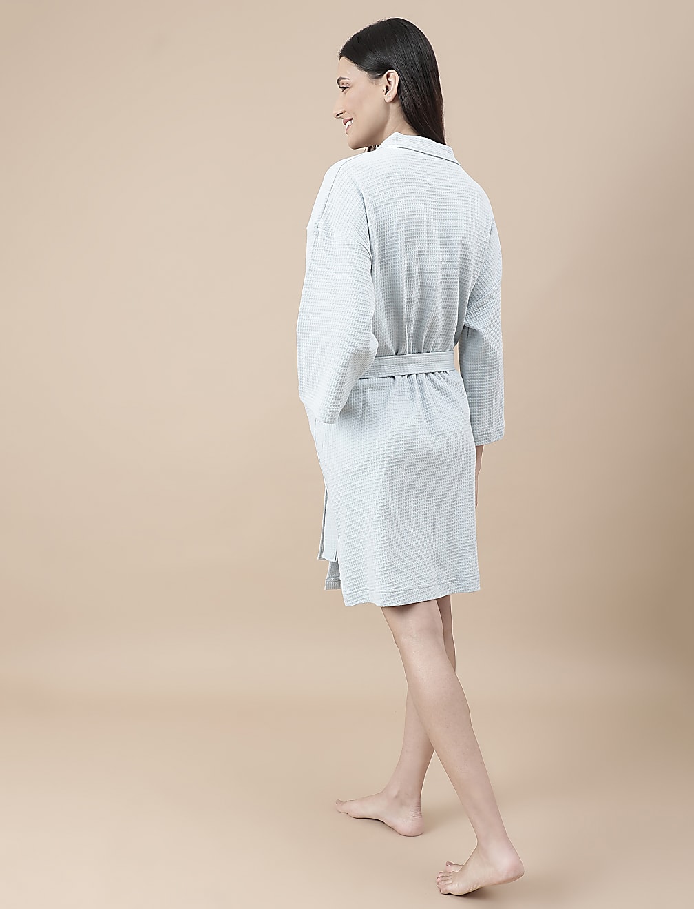 Pure Cotton Waffle Shawl Neck Gown