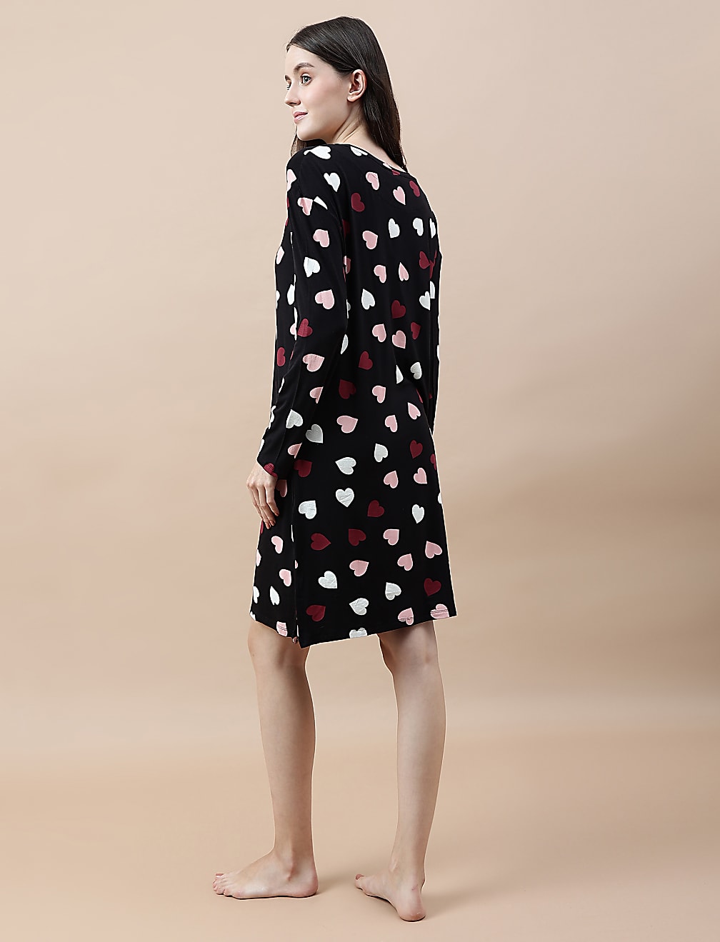 Viscose Mix Printed Round Neck Nightdress