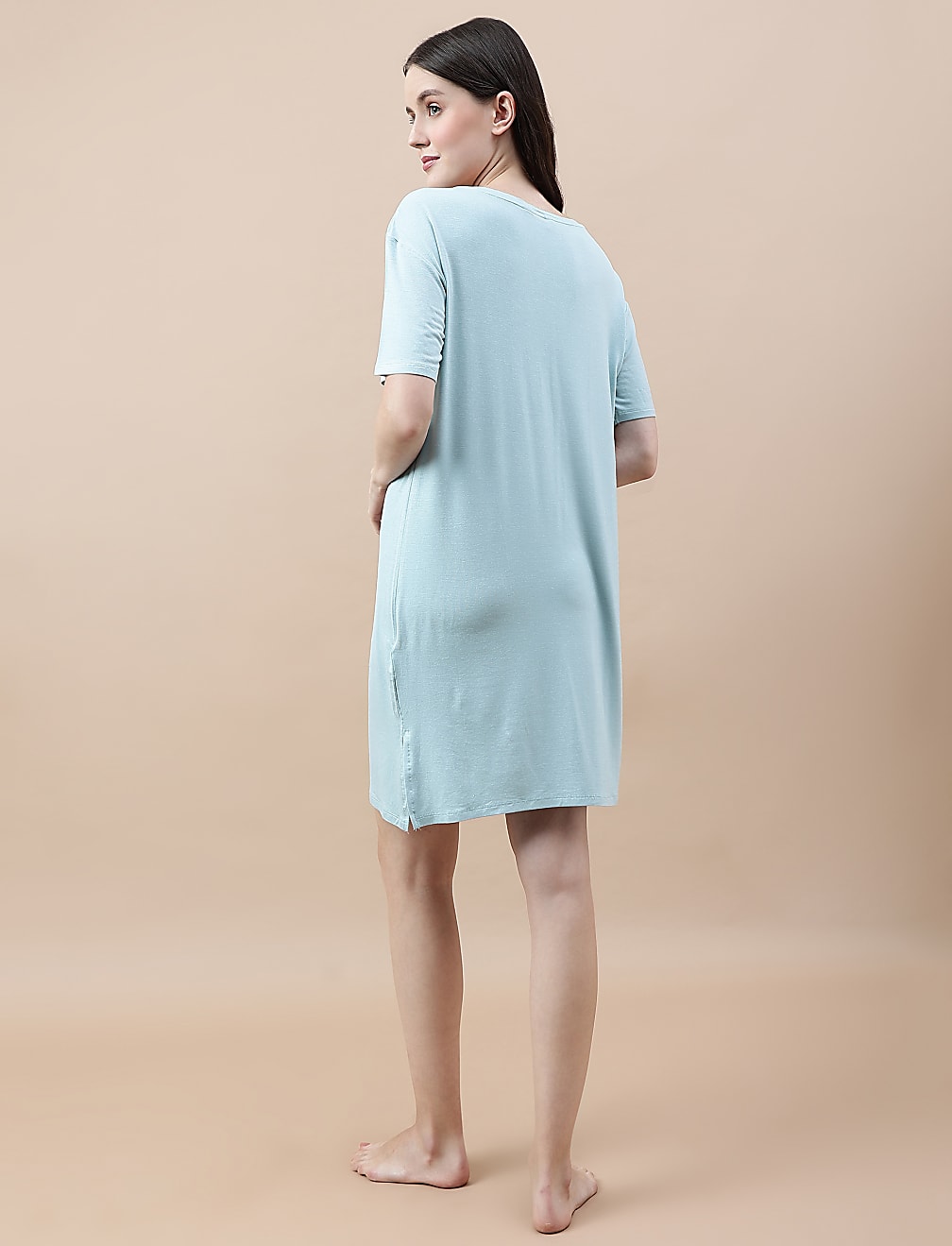Viscose Mix Lace Crew Neck Nightdress