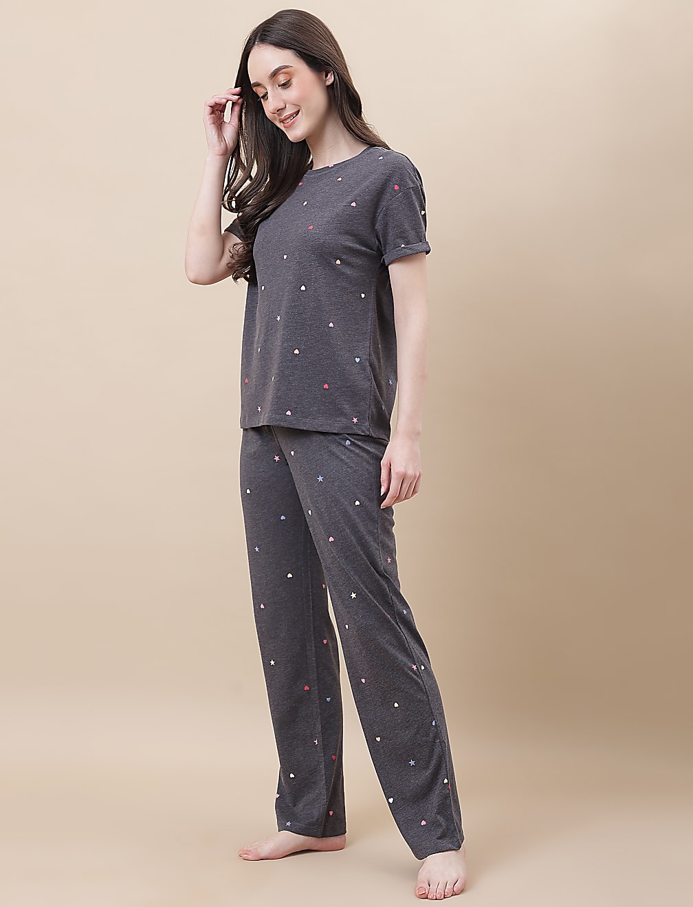 Cotton Mix Crew Neck Loungewear Set