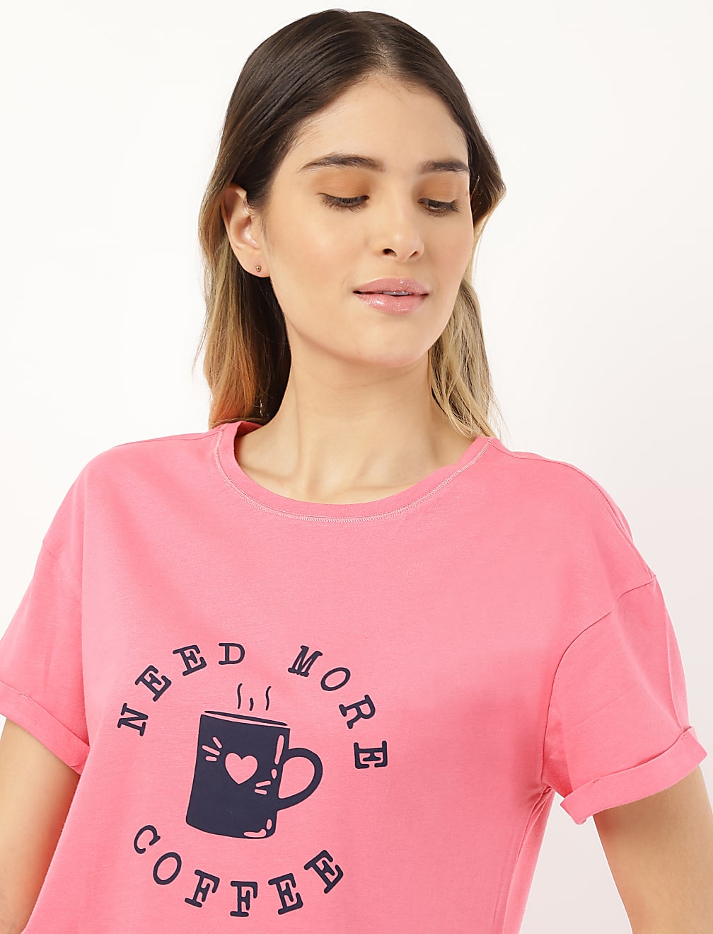 Pure Cotton Printed Round Neck Night Set