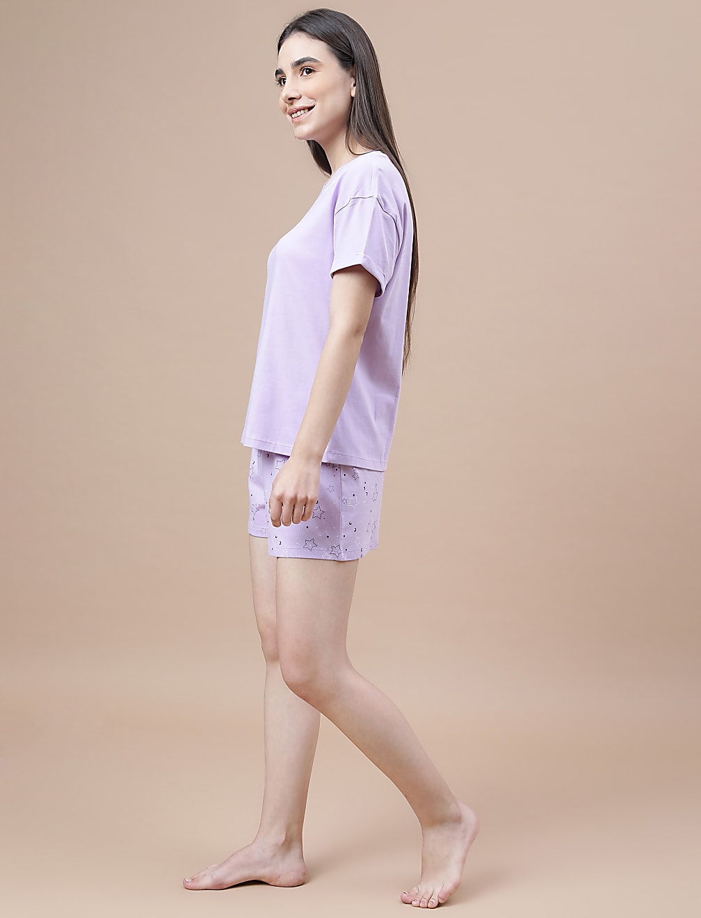 Pure Cotton Printed Crew Neck Pyjama Set