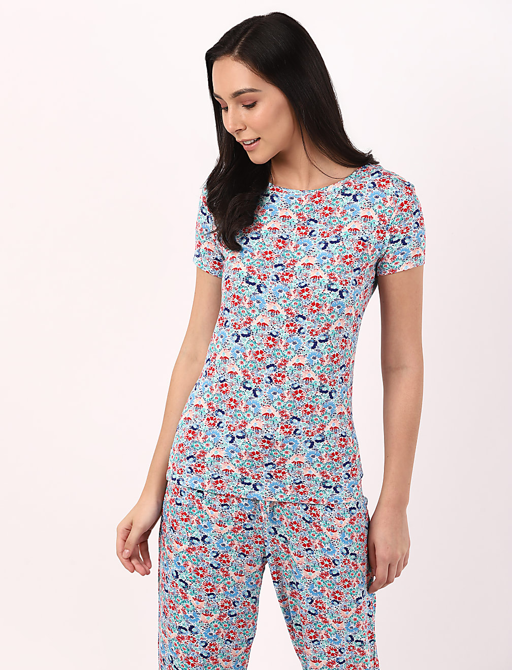 INT PRINT JERSEY SS TOP