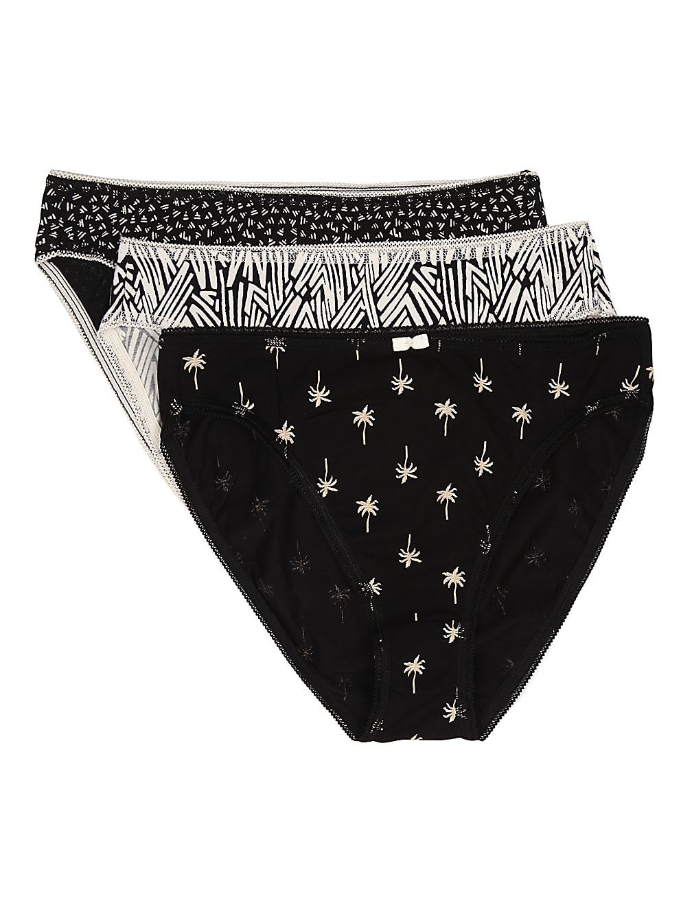 3 Pack Palm Print High Leg Knickers