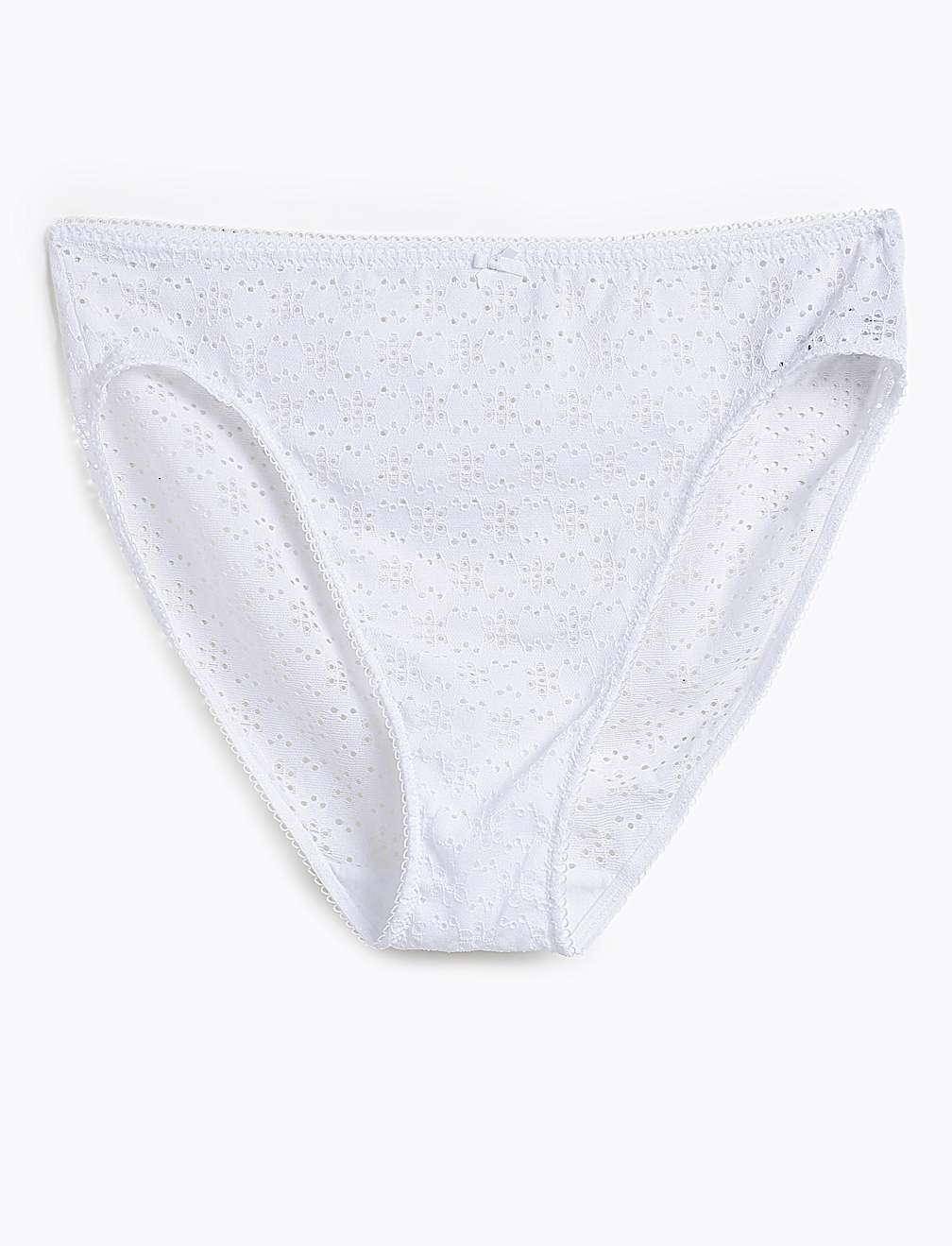 Textured Lace Detail Mid-Rise Knickers
