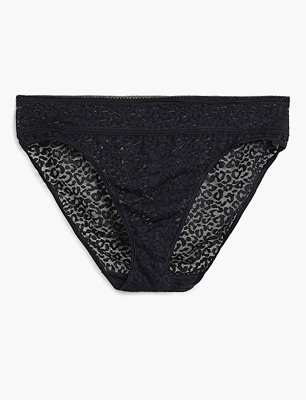Lace Detail Spot Mesh Low-Rise Knickers