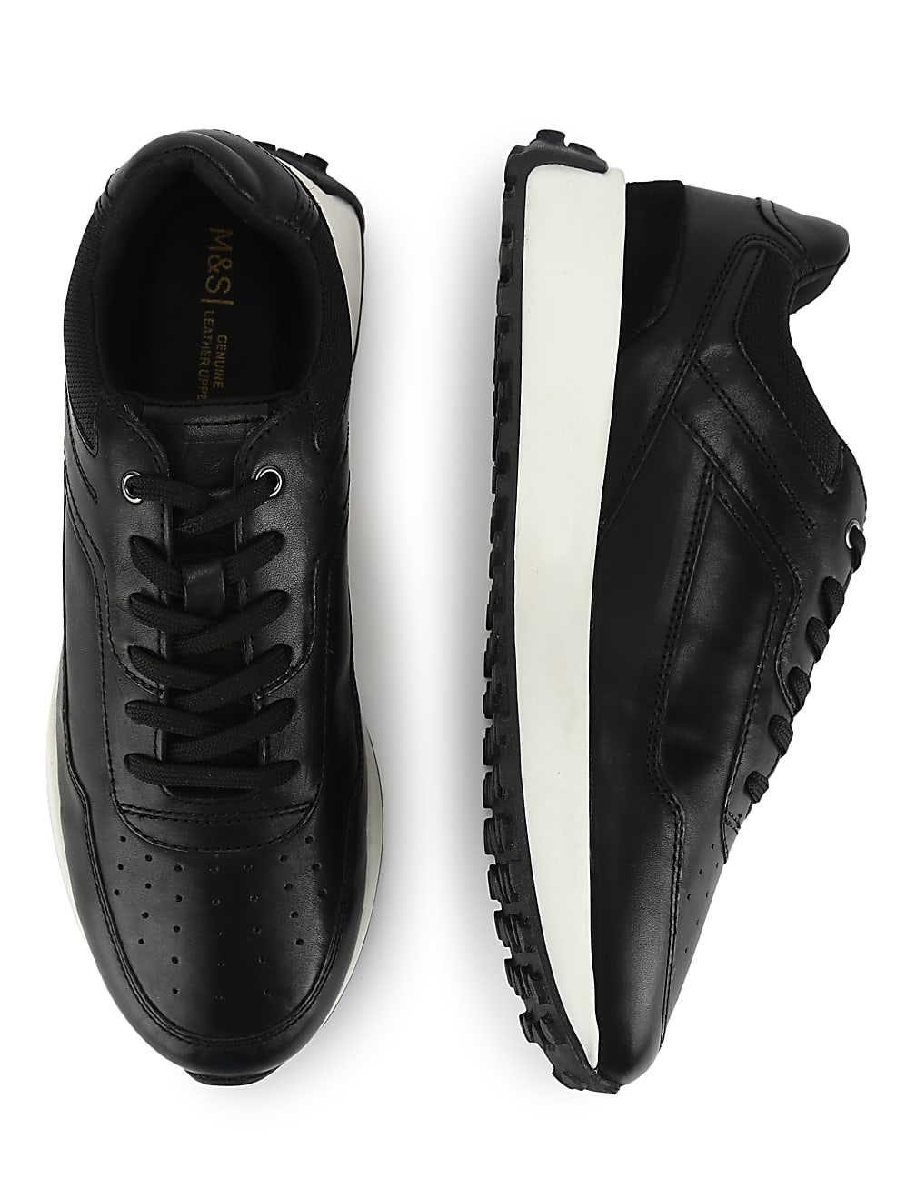 Leather Plain Lace-up Sneakers