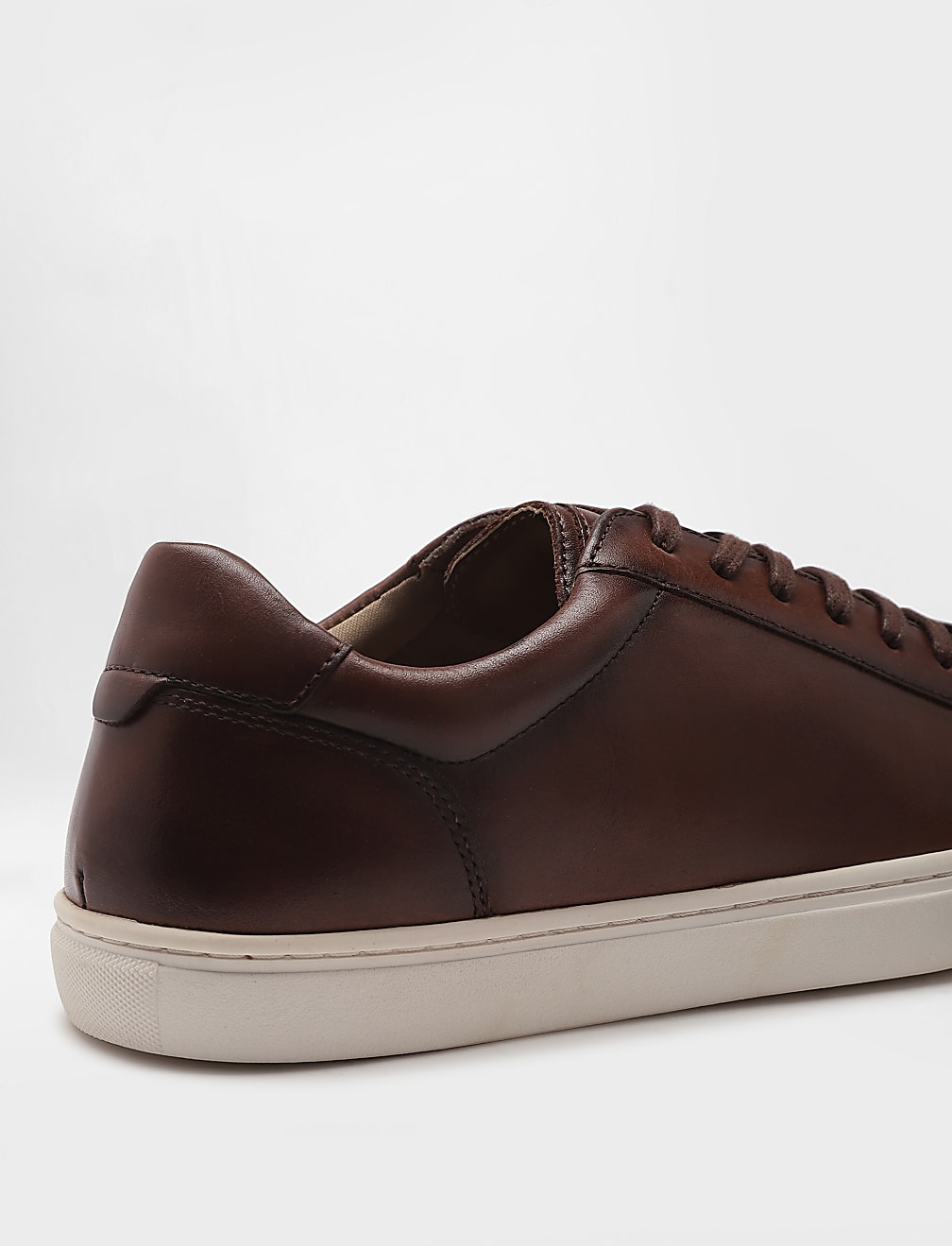 Pure Leather Plain Lace-up Sneakers