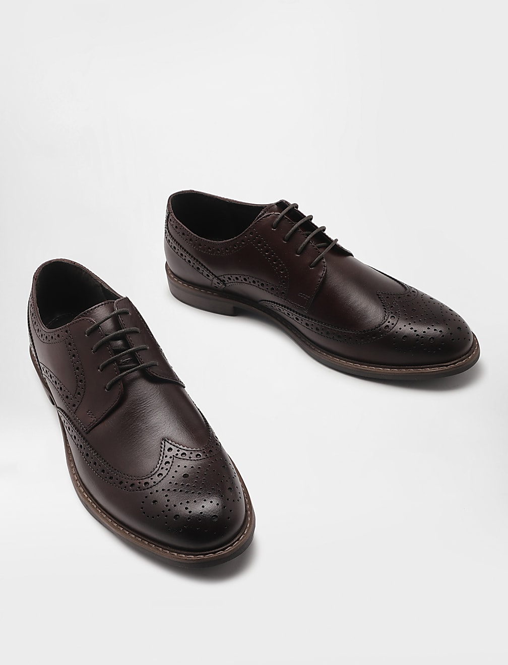 Pure Leather Plain Lace-up Brogues Shoes