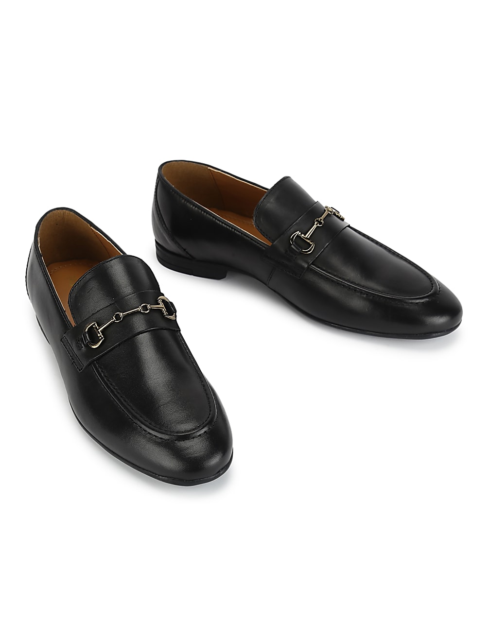 Pure Leather Plain Slip-on Loafers