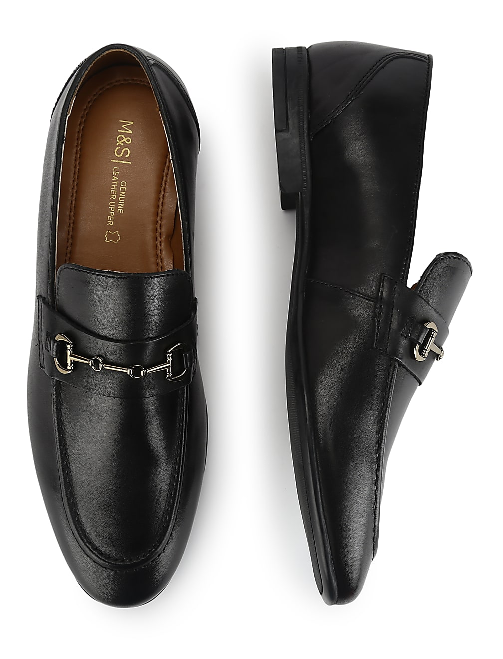 Pure Leather Plain Slip-on Loafers