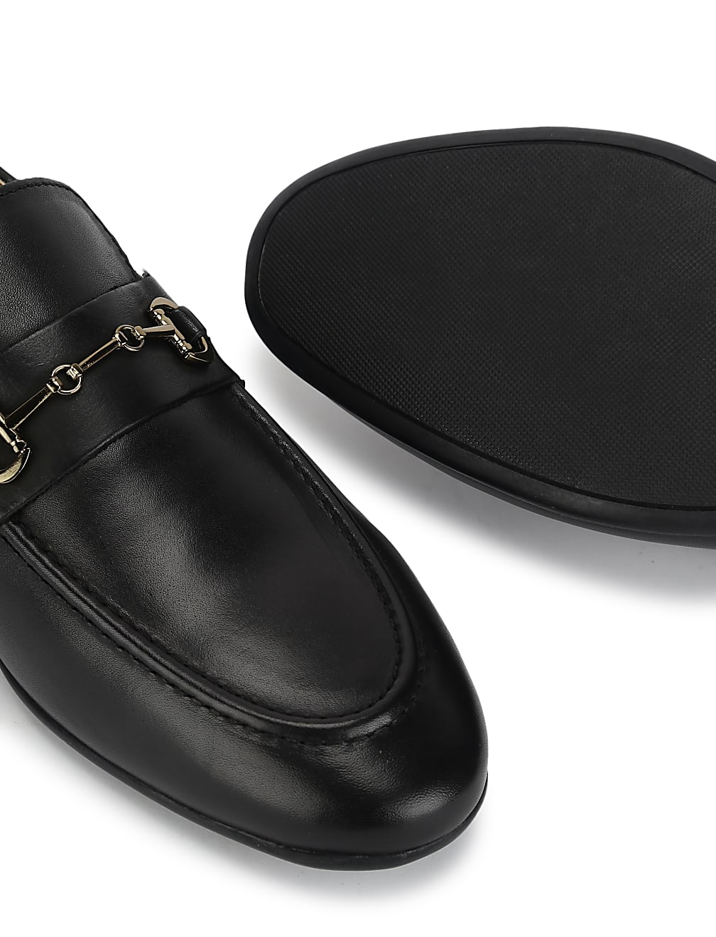 Pure Leather Plain Slip-on Loafers