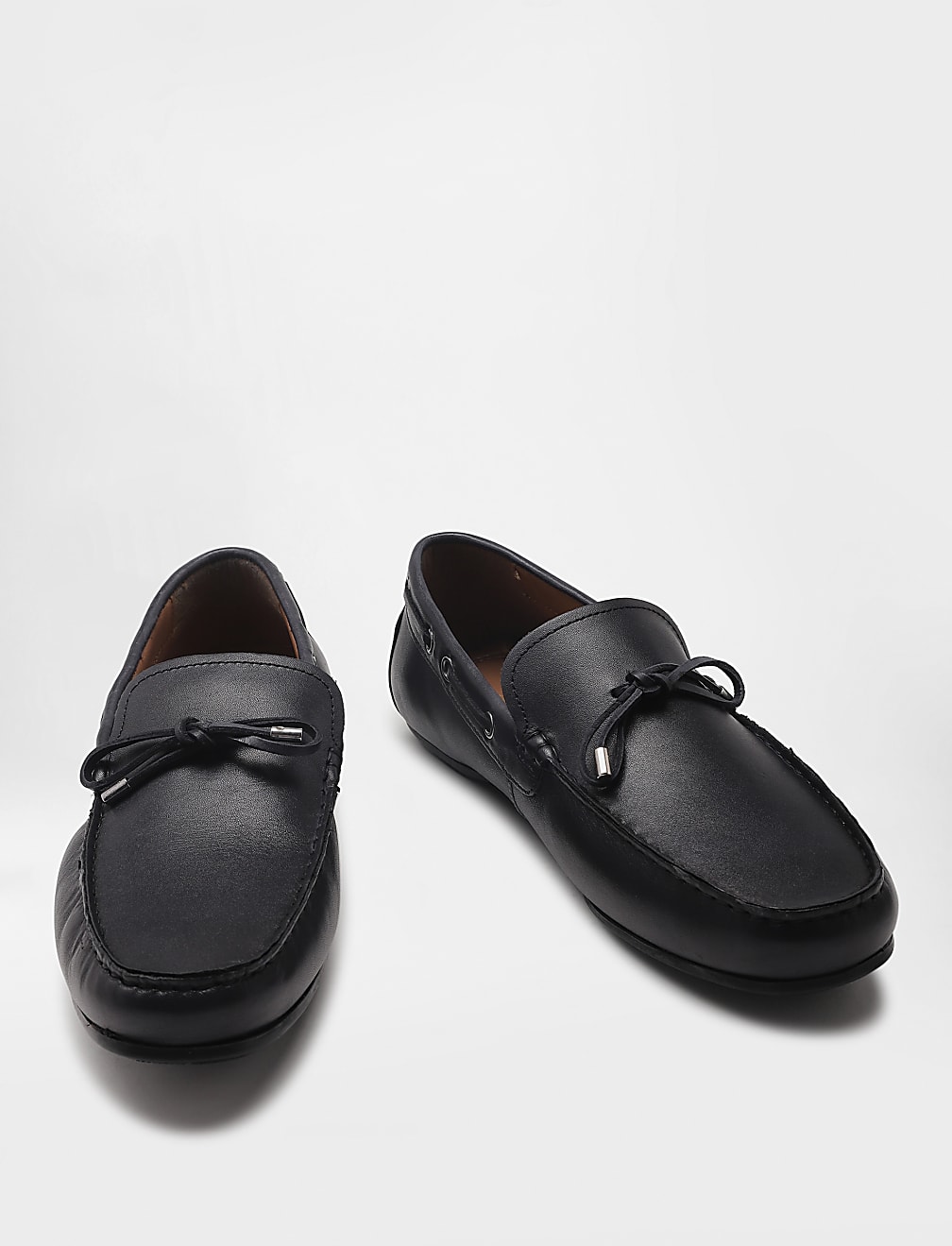 Pure Leather Plain Slip-on Loafers