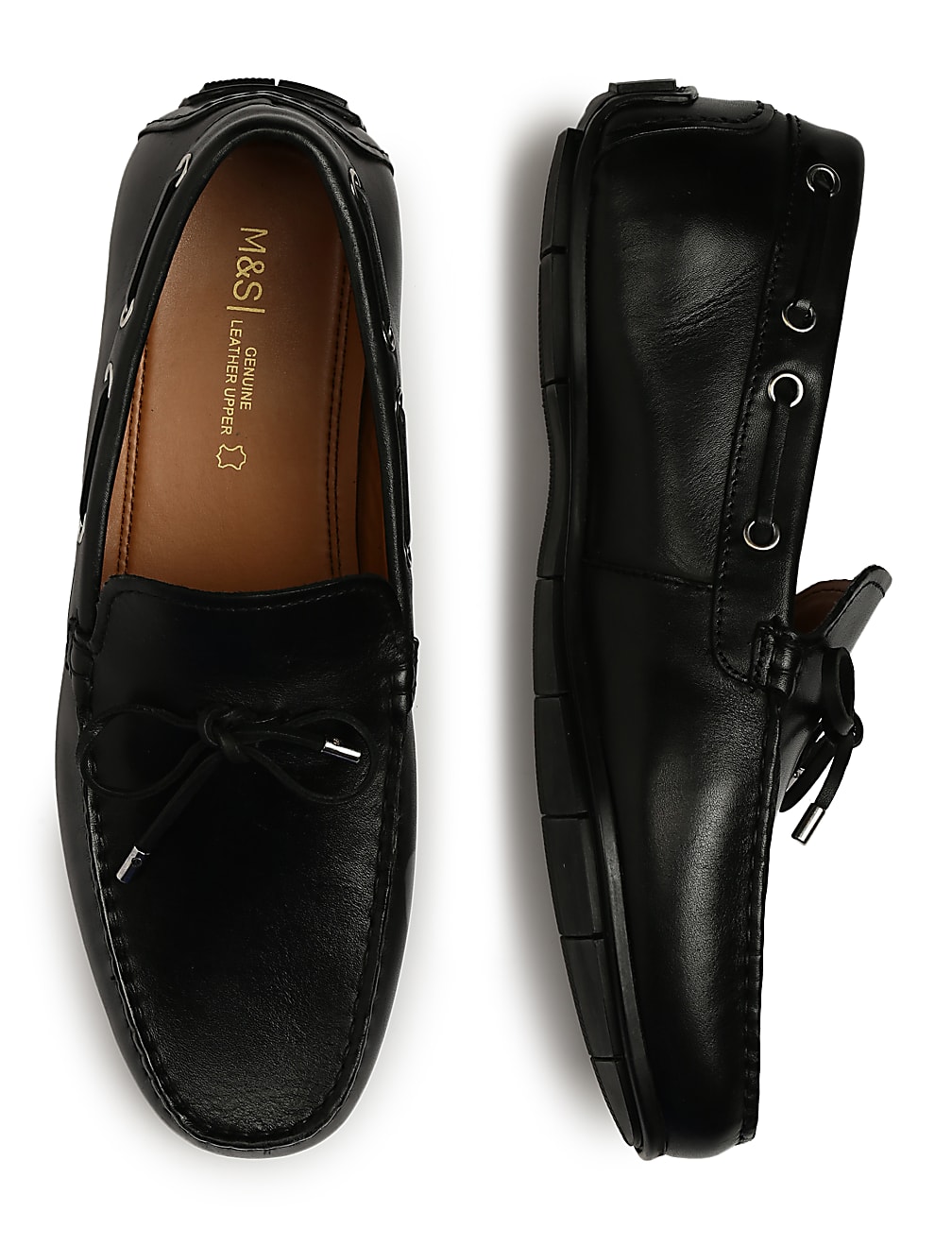 Pure Leather Plain Slip-on Loafers