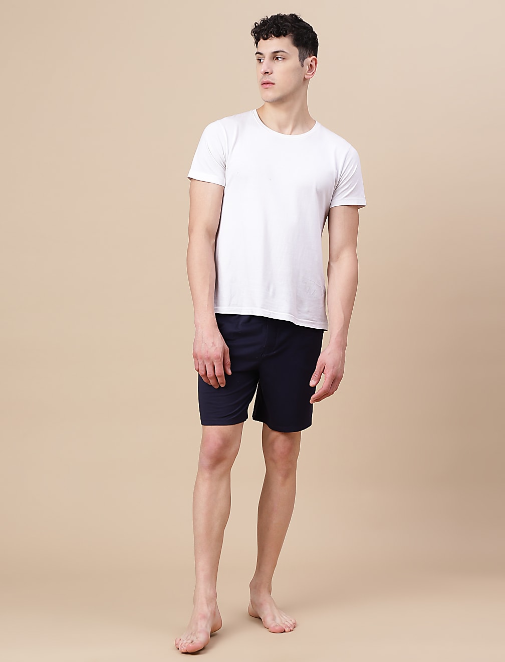 Cotton Blend Solid Shorts