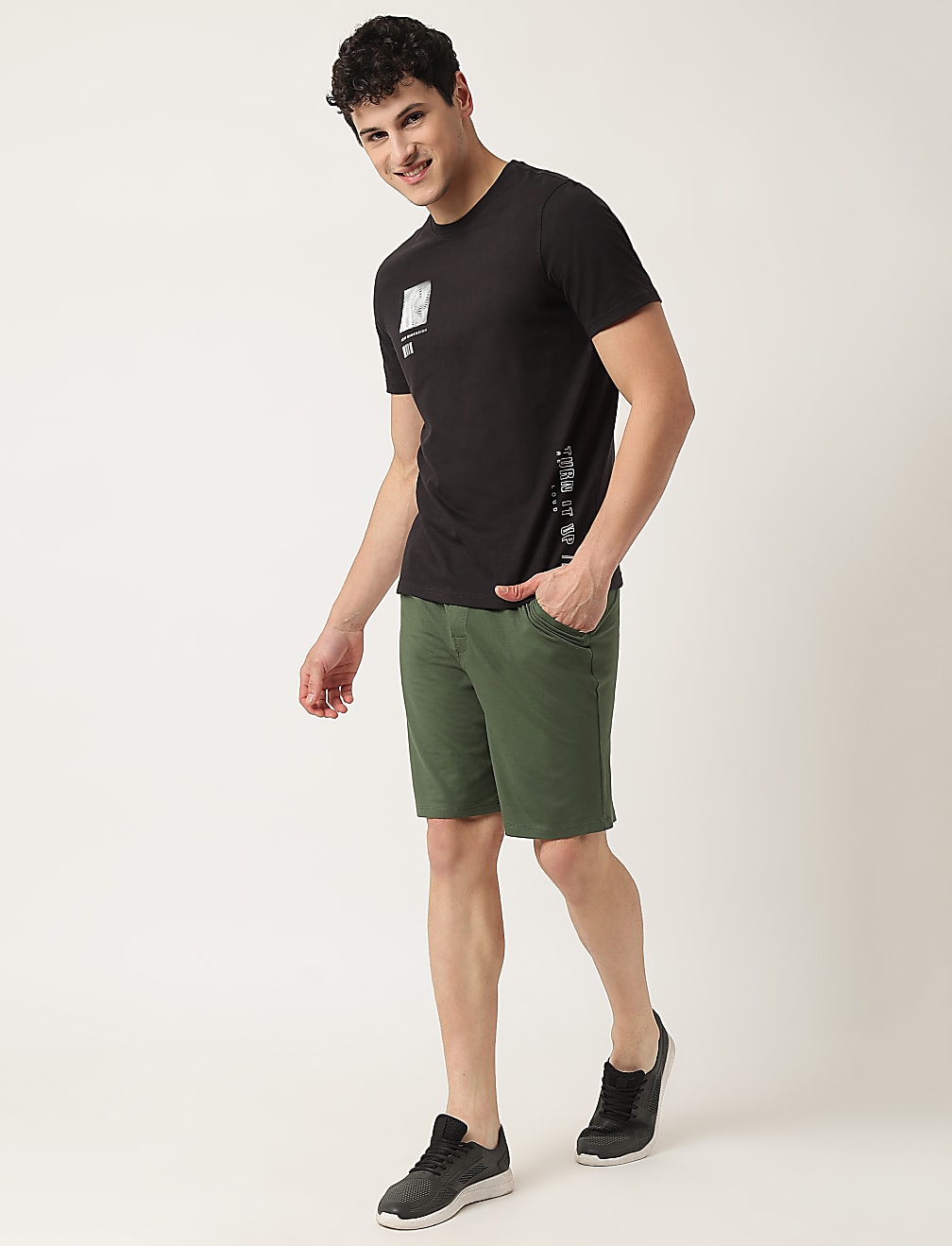 Cotton Blend Solid Shorts