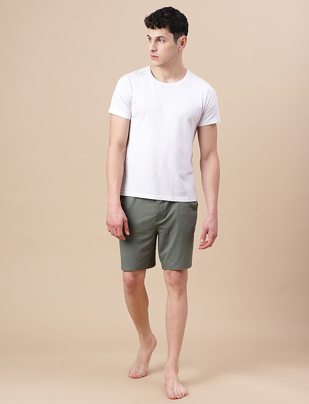 Cotton Blend Solid Shorts