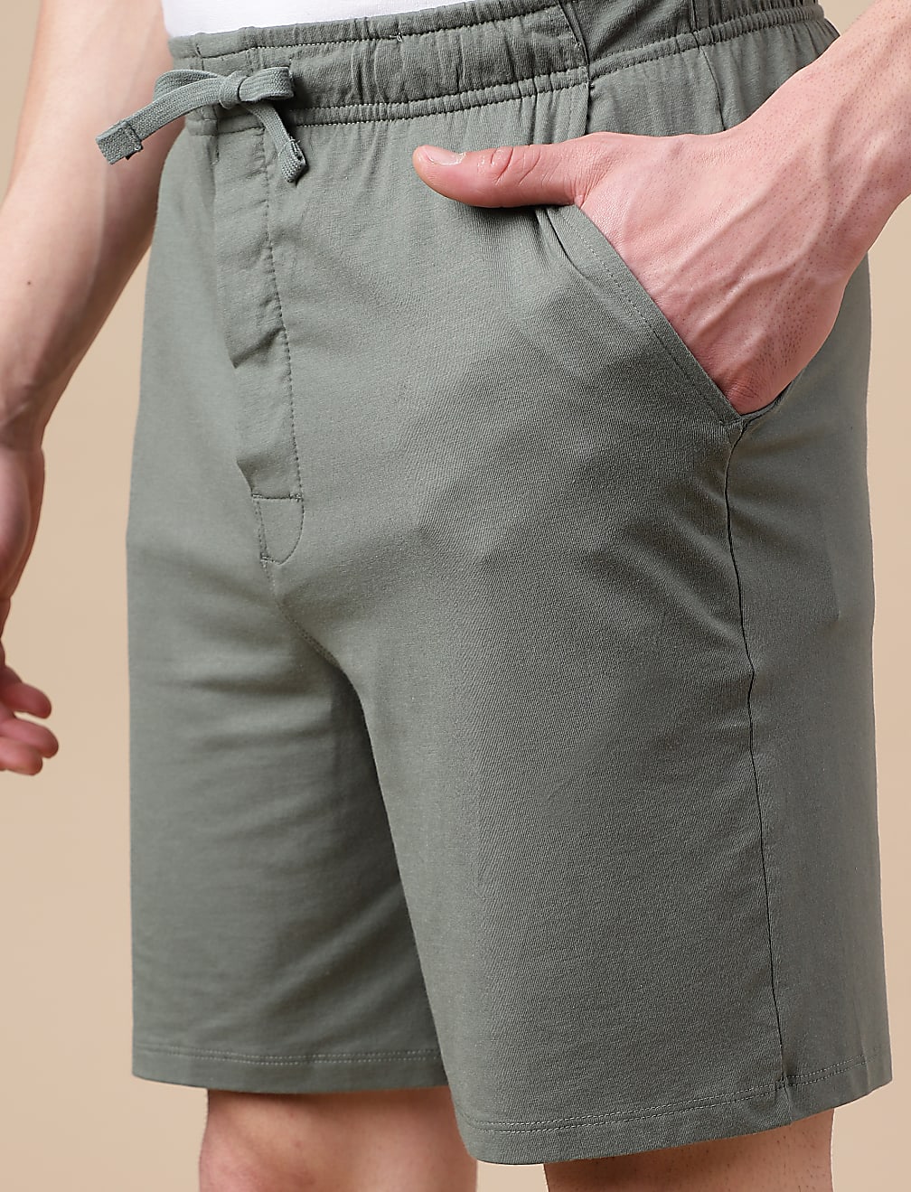 Cotton Blend Solid Shorts