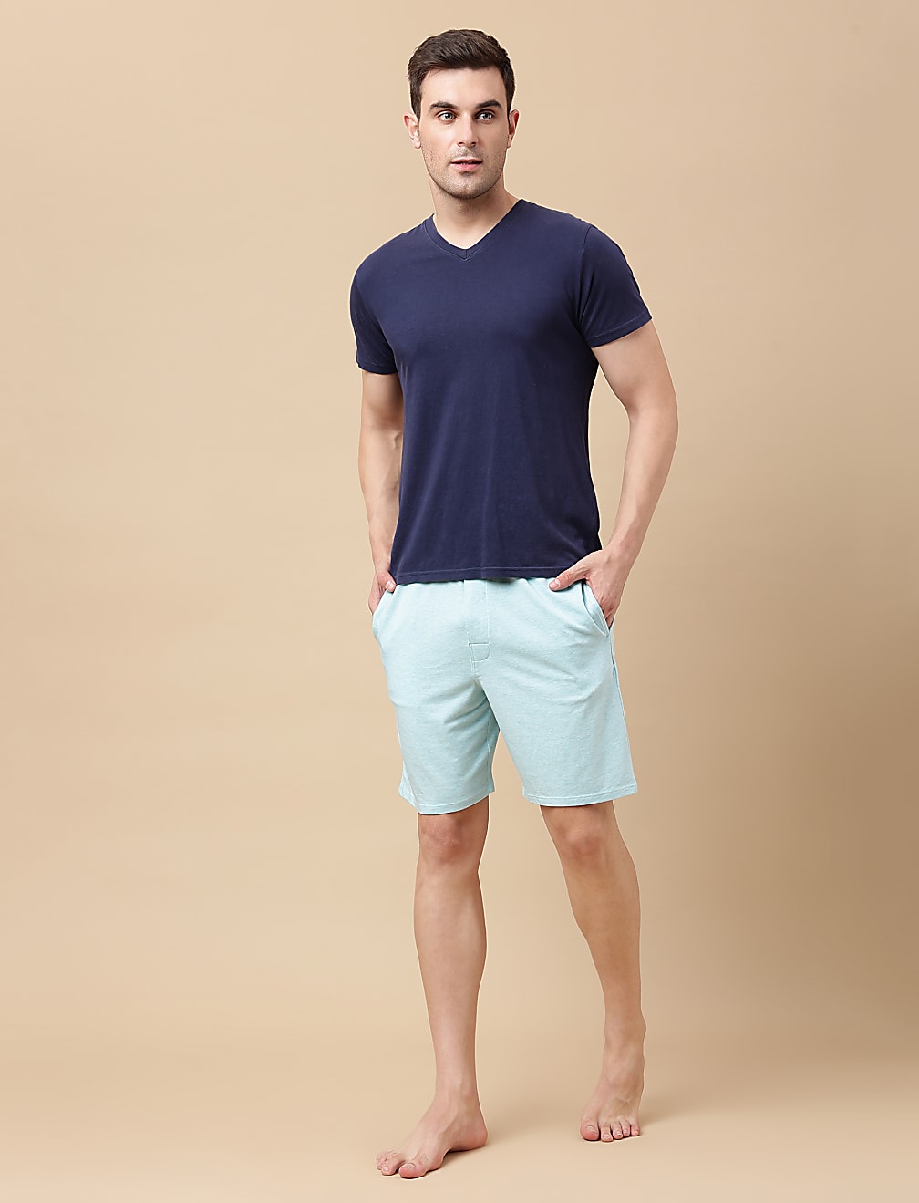 Cotton Blend Solid Shorts