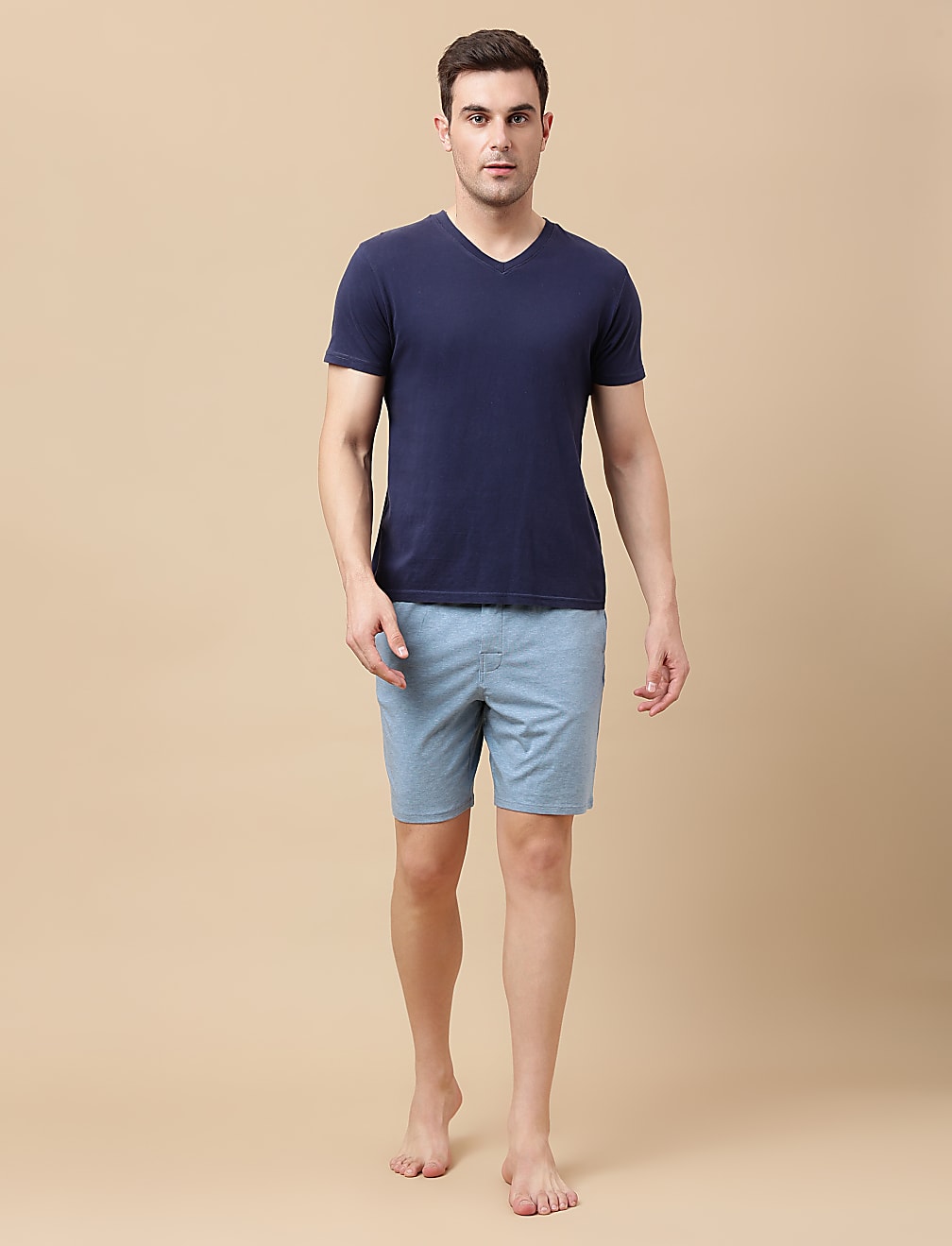 Cotton Blend Solid Shorts