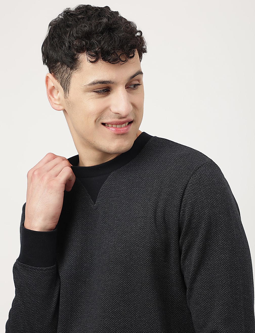 Cotton Mix Chevron Round Neck Sweatshirt