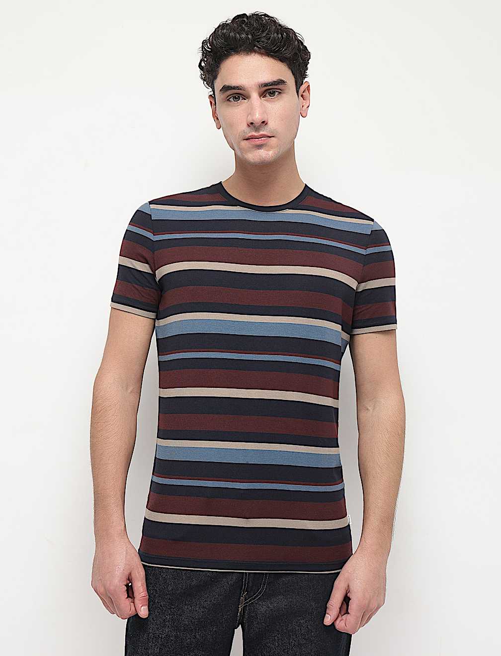 Cotton Modal Horizontal Striped T-Shirt