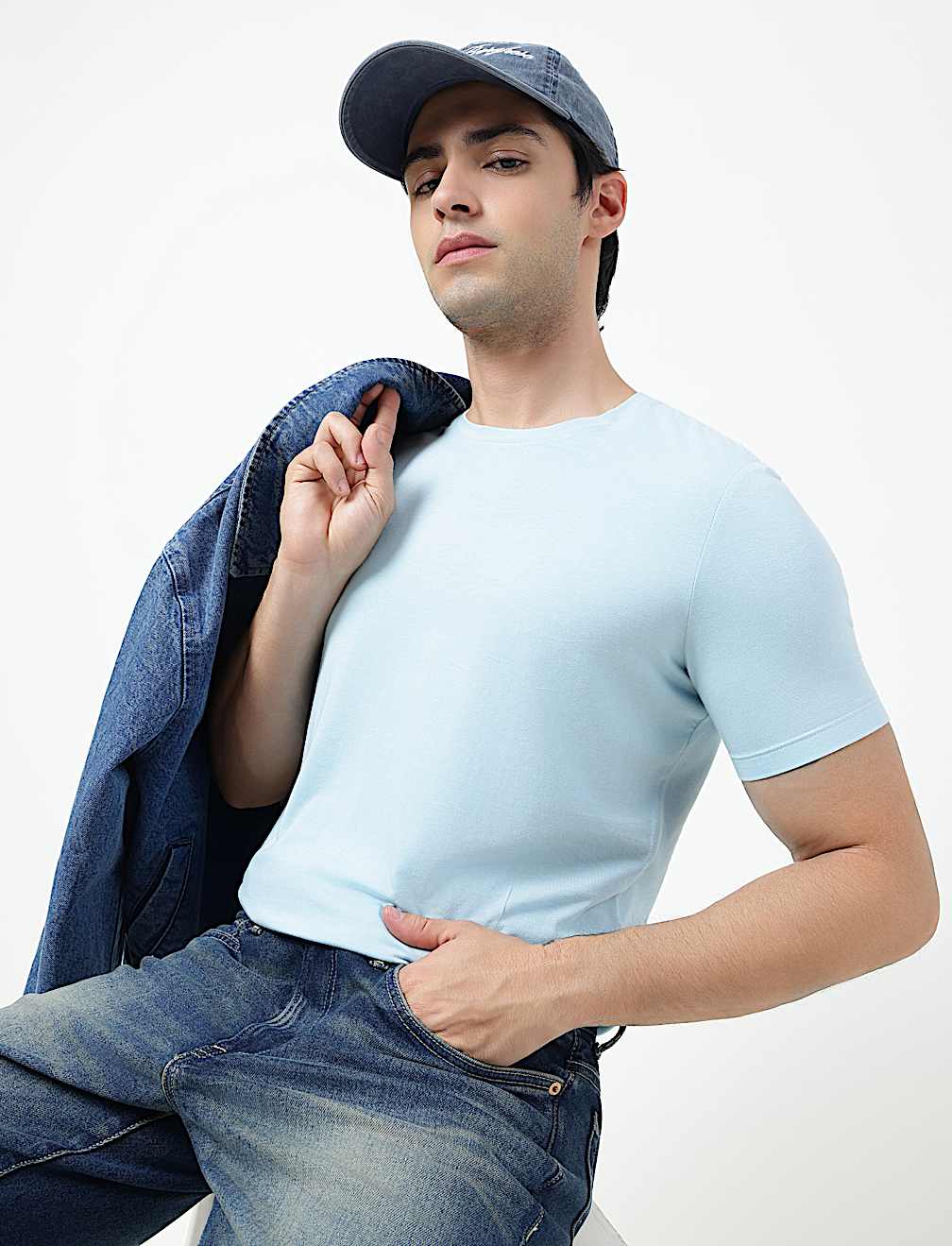 Cotton Rich Plain Crew Neck T-Shirt