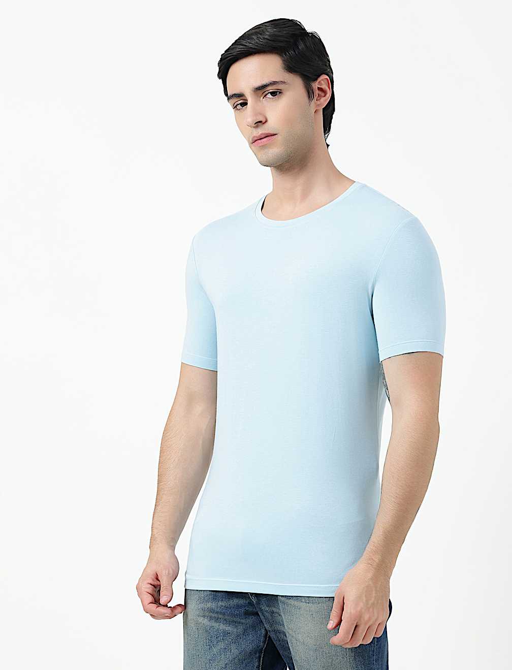 Cotton Rich Plain Crew Neck T-Shirt