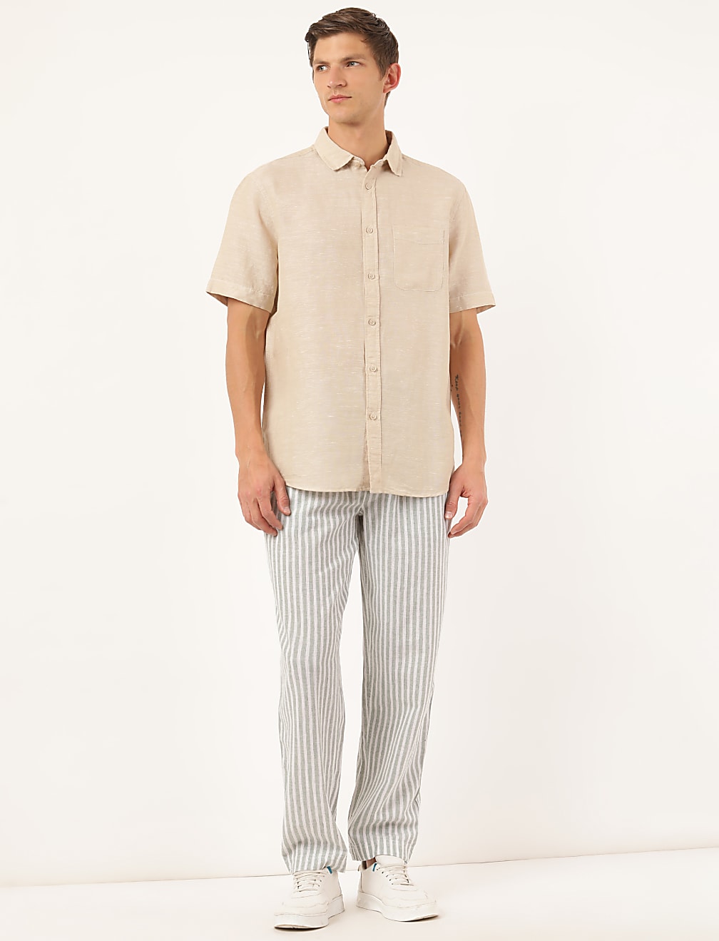 Cotton Linen Mix Striped Regular Fit Pyjama