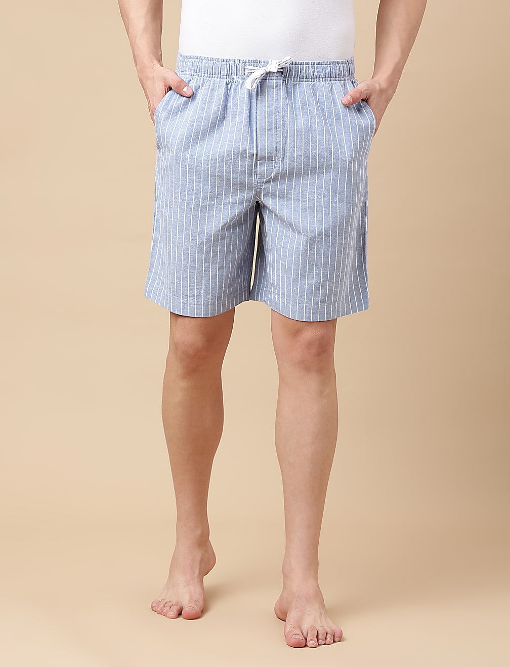 Cotton Blend Striped Shorts