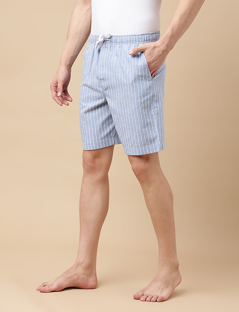 Cotton Blend Striped Shorts