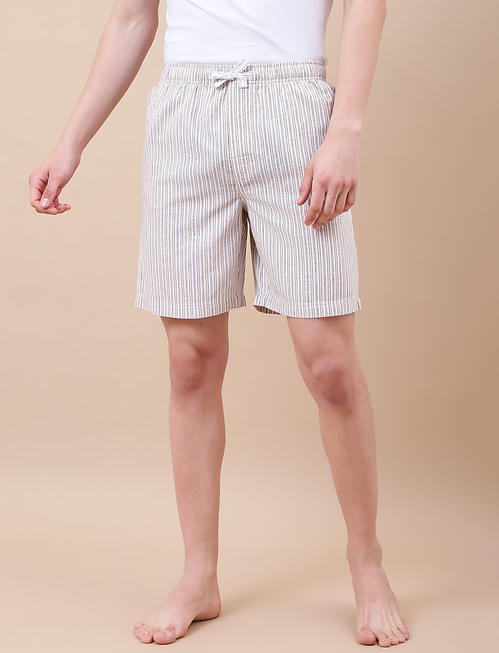 Cotton Mix Striped Relaxed Fit Shorts