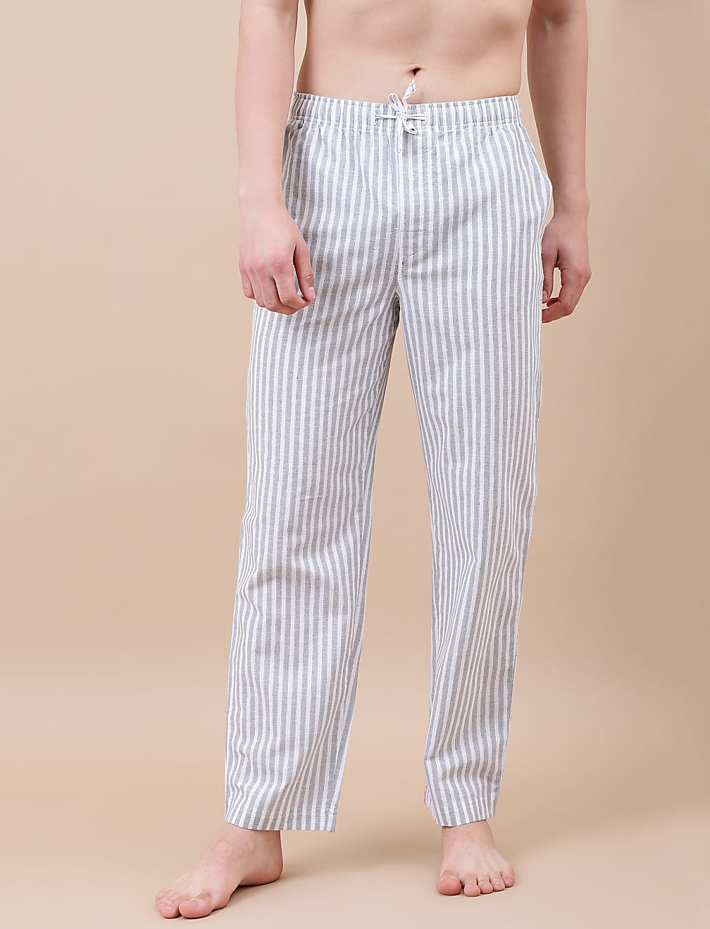 Cotton Mix Striped Relaxed Fit Pants