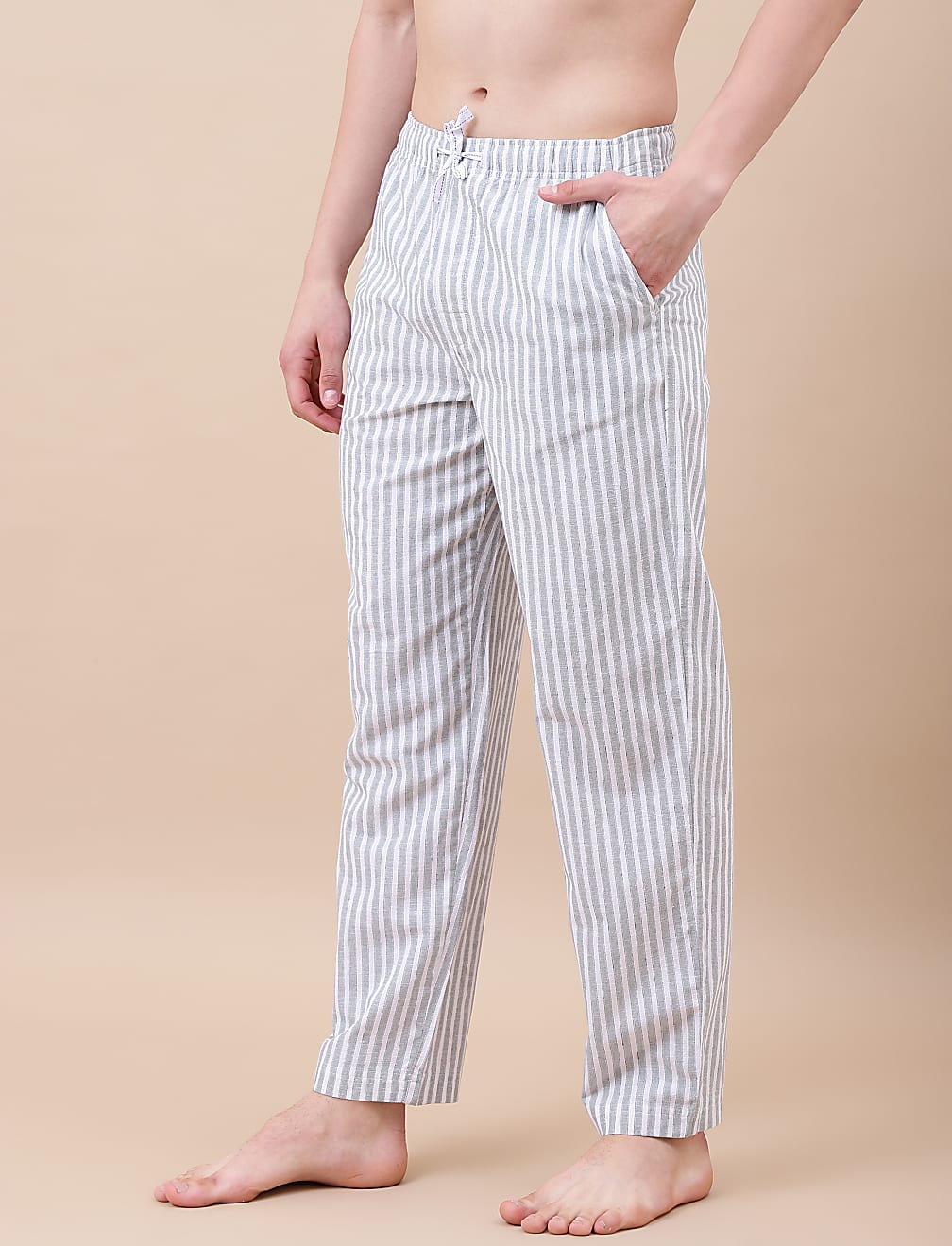 Cotton Mix Striped Relaxed Fit Pants
