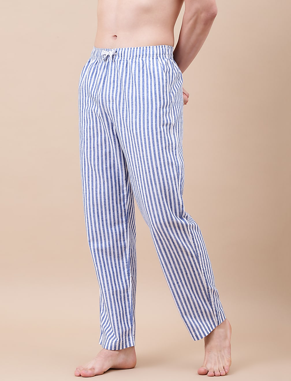 Cotton Mix Striped Relaxed Fit Pants