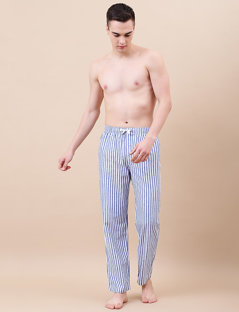 Cotton Mix Striped Relaxed Fit Pants