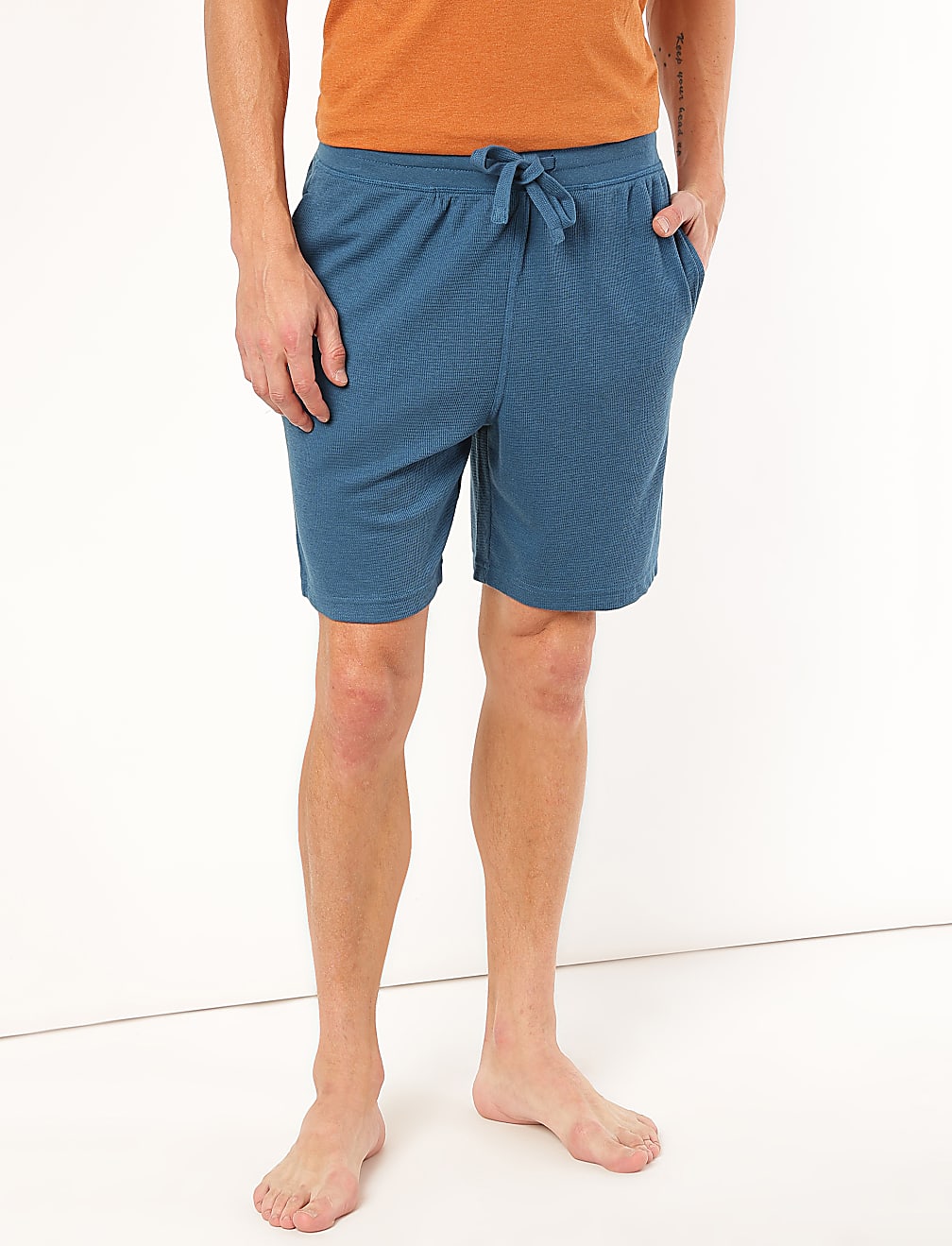 Cotton Blend Textured Shorts