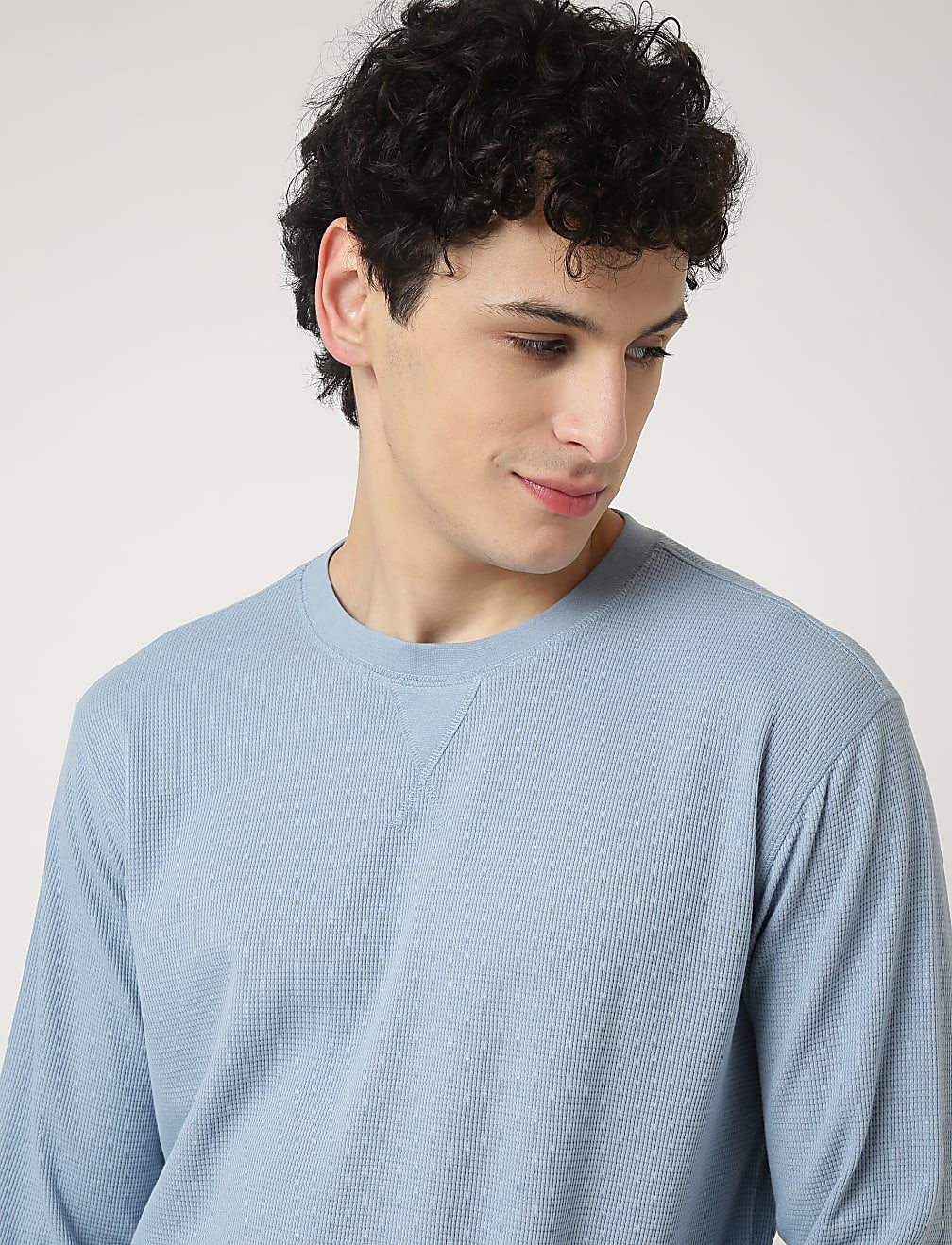 Cotton Mix Textured Crew Neck Sweatshirt